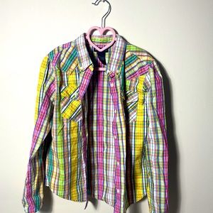 Ralph Lauren Madras Plaid Button-Down Shirt, Tags Says XL Fits Child’s 7/8.
